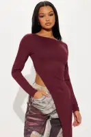 Causal Statement Ribbed Top(Wine,XS)
