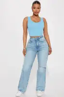 Celeste Ribbed Seamless Tank(SkyBlue,XS)