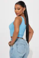Celeste Ribbed Seamless Tank(SkyBlue,XS)