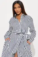 Always Stylish Striped Midi Dress(Navy/combo,XS)