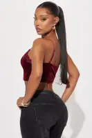Bella Velvet Bralette Top(Wine,S)
