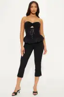 Chantel Strapless Bubble Hem Top(Black,XS)