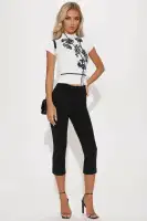 Beauty In Bloom Mock Neck Top(White/Black,XS)