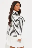 Always A Pleasure Striped Mini Dress(Ivory/combo,XS)