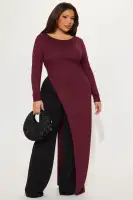 Causal Statement Ribbed Top(Wine,XS)