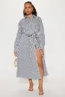 Always Stylish Striped Midi Dress(Navy/combo,XS)