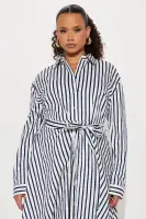 Always Stylish Striped Midi Dress(Navy/combo,XS)