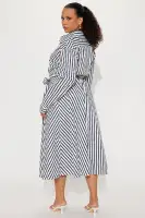 Always Stylish Striped Midi Dress(Navy/combo,XS)