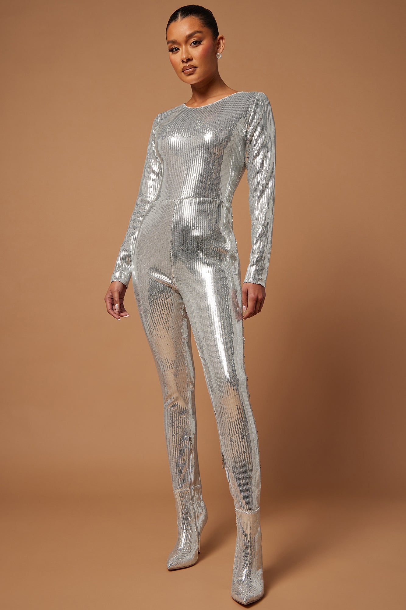 Britney Sequin Catsuit Booties