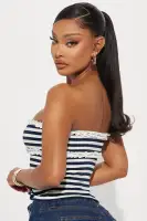 Boat Day Tube Top(Navy/combo,XS)