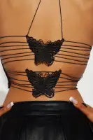 Butterfly Kisses Mesh Top(Black,XS)