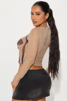 Body Temp Lace Top(Taupe,XS)