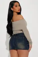Best Of Luck Off Shoulder Top(Stone,XS)
