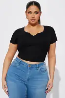 Bailey Ribbed Notched Top(Black,S)