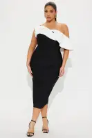 Allison Bandage Midi Dress(Black/White,XS)