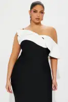 Allison Bandage Midi Dress(Black/White,XS)