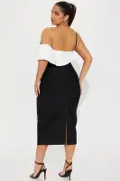 Allison Bandage Midi Dress(Black/White,XS)