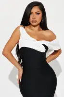 Allison Bandage Midi Dress(Black/White,XS)