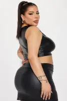 Bad Girl Energy PU Crop Top(Black,XS)