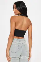 Can't Be Friends Lace Up Halter Top(Black,XS)
