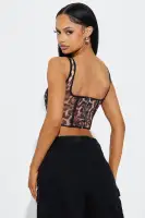 Catch Me Mesh Corset Top(Brown/combo,XS)