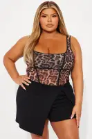Catch Me Mesh Corset Top(Brown/combo,XS)
