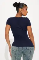 Camilla Classic Fit Crew Neck Tee(Navy,XS)