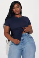 Camilla Classic Fit Crew Neck Tee(Navy,XS)