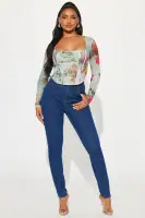 Charlotte Mesh Corset Top(Light Blue,S)