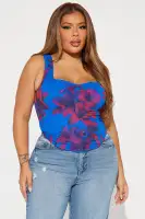 Capri Mesh Corset Top(Blue/combo,XS)