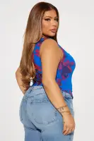 Capri Mesh Corset Top(Blue/combo,XS)