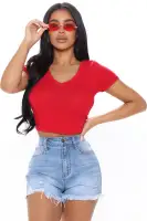 Carly V Neck Crop Tee
