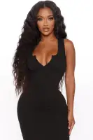 All You Need Midi Dress(Black,S)