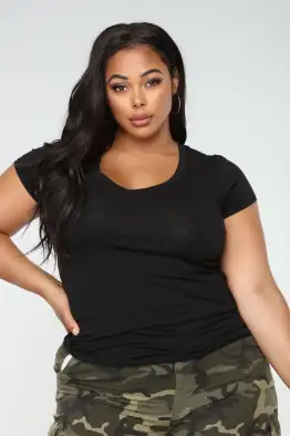 Carla Basic V Tee(Black,XS)