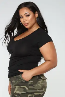 Carla Basic V Tee(Black,XS)