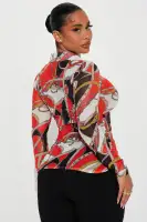 Can't Replace Me Mesh Button Down Shirt(Orange/combo,XS)