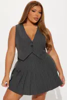Allie Pleated Mini Dress(Grey,XS)