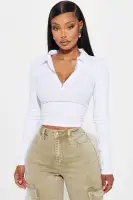Camila Collared Ribbed Top