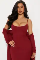 Always On Time Midi Dress Set(Wine,XS)