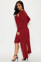 Always On Time Midi Dress Set(Wine,XS)
