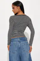 Bridgette Henley Top(Black/White,S)