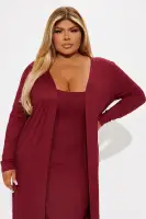 Always On Time Midi Dress Set(Wine,XS)