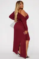 Always On Time Midi Dress Set(Wine,XS)
