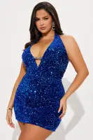 Always Perfect Sequin Mini Dress(CobaltBlue,XS)