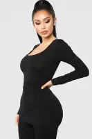 Briana Long Sleeve Top(Black,S)