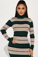 All Striped Up Ribbed Midi Dress(Green/combo,S)