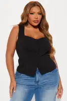 Camilla Button Front Vest Top(Black,XS)