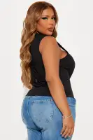 Camilla Button Front Vest Top(Black,XS)
