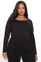 Briana Long Sleeve Top(Black,S)