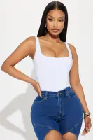 Back To Basic Double Lined Bodysuit(White,S)